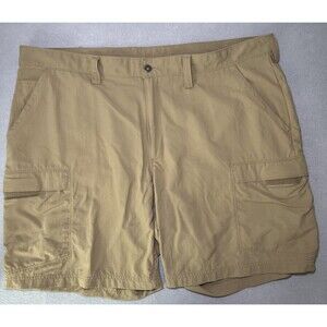 Duluth Trading Mens Armachillo Cargo Shorts Size 46 Cooling Nylon Stretch Tan 9"